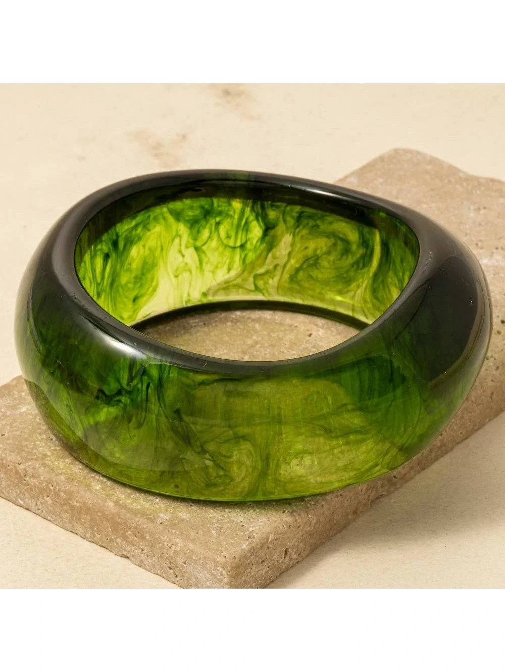 Large Marble Resin Bangle Bracelet